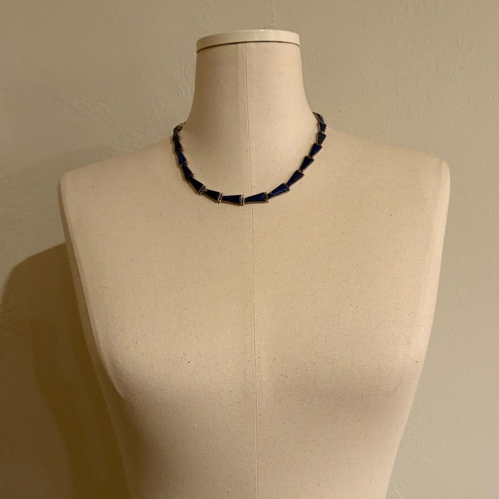 Vintage Sterling Silver and Lapis Necklace - Picture 4 of 4